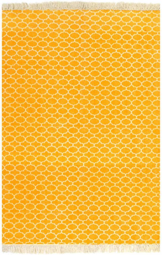 VidaXL Kelim vloerkleed met patroon 120x180 cm katoen geel online kopen