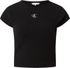 Calvin Klein Shirt met ronde hals SLUB RIB FITTED TEE met logo borduursel online kopen