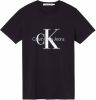 Calvin Klein Zwarte T shirt Iconic Monogram Ss Slim Tee online kopen