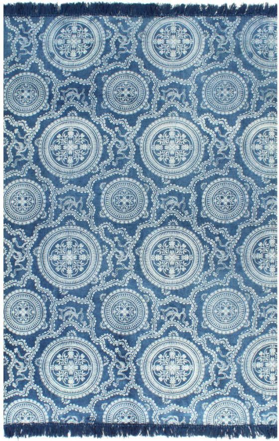 VidaXL Kelim vloerkleed met patroon 120x180 cm katoen blauw online kopen
