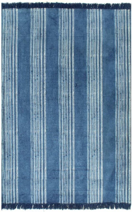 VidaXL Kelim vloerkleed met patroon 120x180 cm katoen blauw online kopen