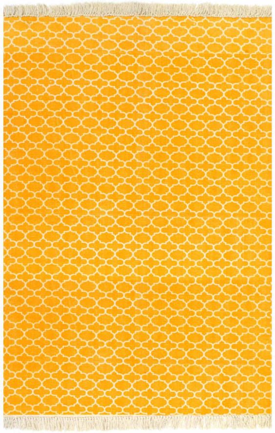 VidaXL Kelim vloerkleed met patroon 120x180 cm katoen geel online kopen