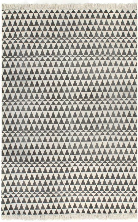 VidaXL Kelim vloerkleed met patroon 120x180 cm katoen zwart/wit online kopen
