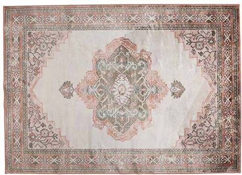 Dutchbone Vloerkleed 'Mahal' 200 x 300cm, kleur Pink/Olive online kopen
