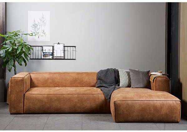 WOOOD Hoekbank Bean rechtsvoorstaand cognac - Vloerkledenshoponline.nl