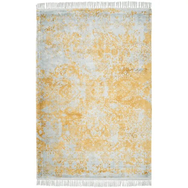 Padiro design laagpolig vloerkleed - lichtgrijs - modern abstract ontwerp - met franjes - voor vloerverwarming - van viscose en katoen