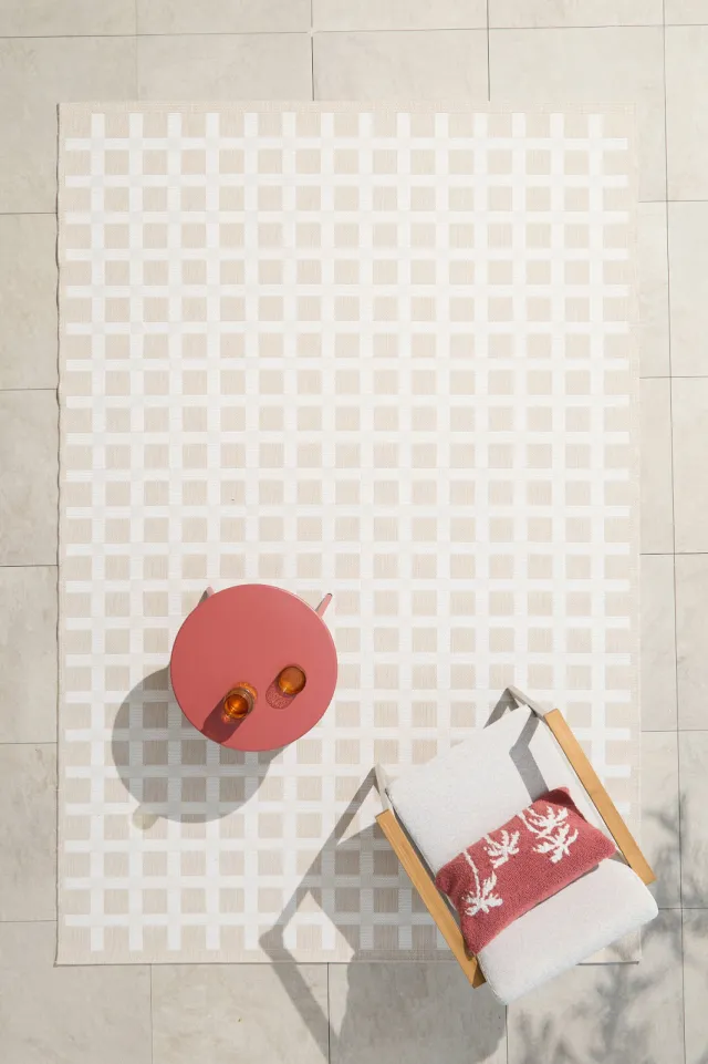 NOUS Living binnen- en buitenvloerkleed (290x200 cm) (290x200 cm) Beige/Wit
