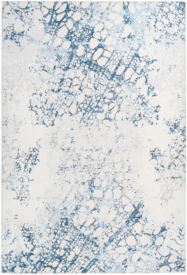 Ibenzoa Elegant Maritiem Vloerkleed met Complex Geometrisch Patroon in Blauw Tonaal