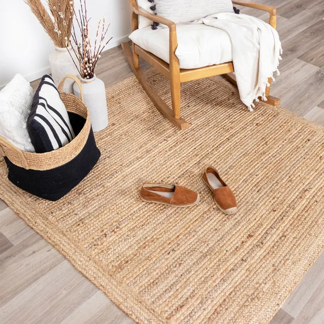 NATURL. Jute vloerkleed - Fair vierkant Naturel | 100% natuurlijk - 120x120cm Bruin