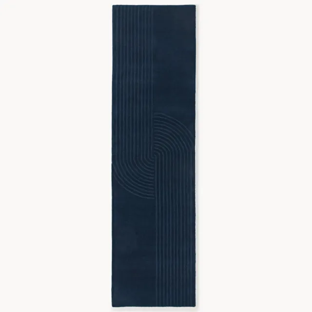 Westwing Collection Handgetuft wollen loper Mason Blauw