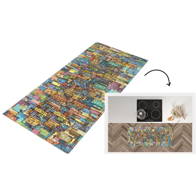 KitchenYeah Keukenloper - Loper keuken - New York - Kleuren - Kunst - 120x50 cm - Keukenloper vinyl Multicolor