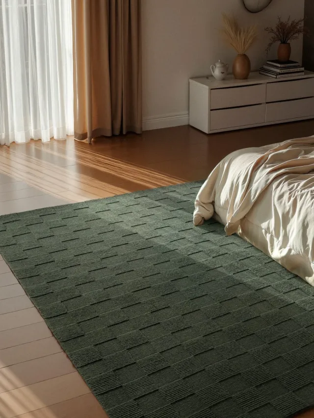 Villeroy & Boch Wollen vloerkleed Scala Blocks - Groen - Natuurlijk Tapijt - Laagpolig - 120x170 cm