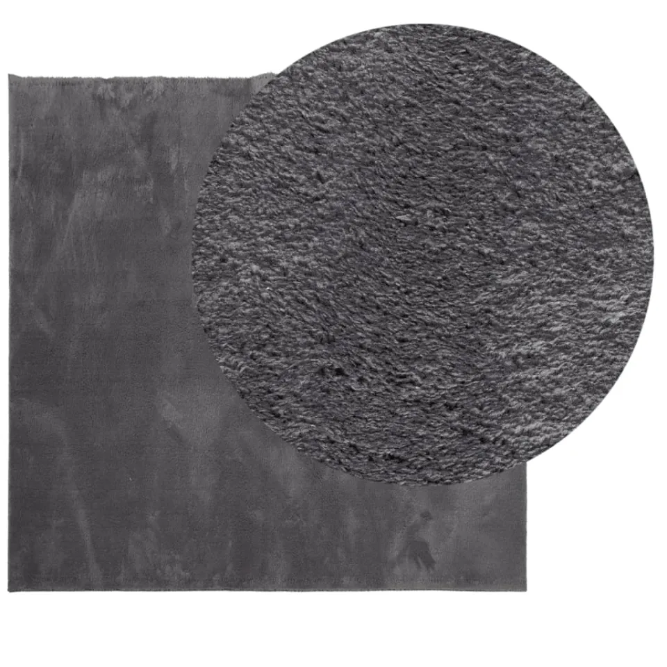 vidaXL Vloerkleed HUARTE laagpolig zacht wasbaar 200x200 cm antraciet, foto 2