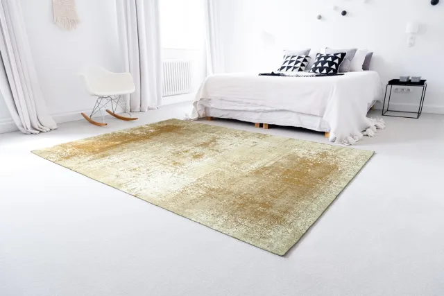 Louis de Poortere Wasbaar Binnen & Buiten Vloerkleed - 290 x 290 cm - Louis De Poortere Virgin Land Mercury - Laagpolig Tapijt - Gerecycled PET - Made in Belgium - Circulair Geel