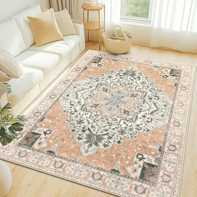 Homaxy Woonkamerkleed - Zacht Bloemmotief Tapijt - Machinewasbaar Vintage Tapijt - 183x275 cm - Rechthoekig - Roze