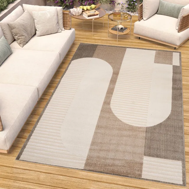 Tapiso Patio Vloerkleed Tuintapijt Outdoor Beige Bruin Buitenkleed Modern Maat- 200x300