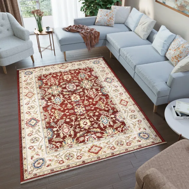 Tapiso Rivoli Vloerkleed Vintage Oosters Rood Tapijt Maat- 120x170