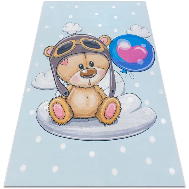 RUGSX Kleden Rugsx BAMBINO 43030 tapijt wasbaar Teddybeer, de piloot Blauw