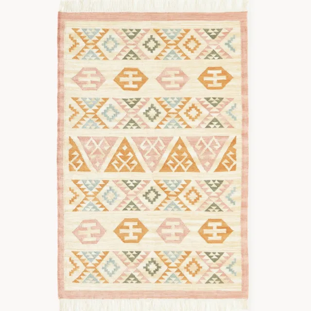 Westwing Collection Handgeweven Kelim vloerkleed Anisa van wol Kleurrijk
