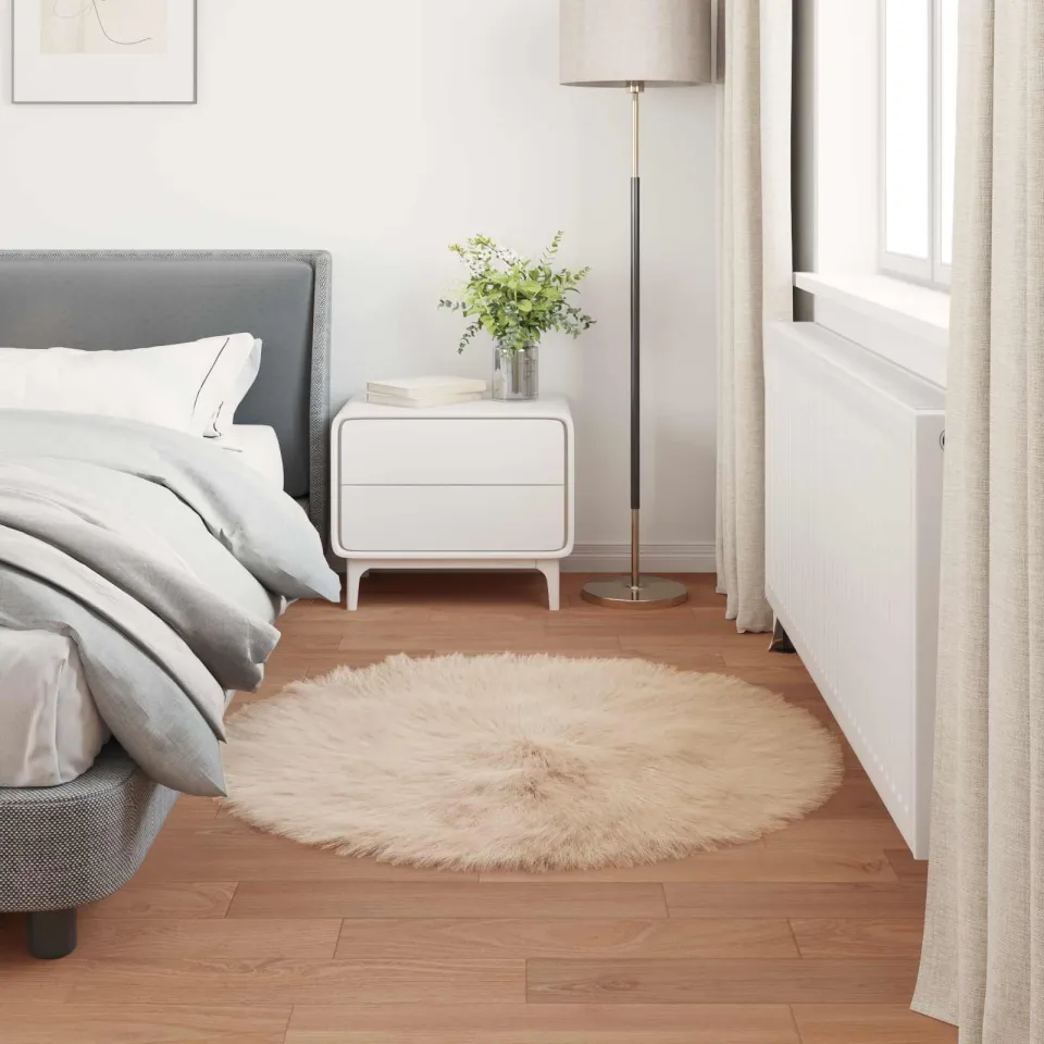 vidaXL Tapijt van imitatie TAFALLA Beige Ø 120 cm Polyester, foto 3
