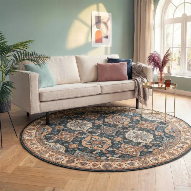 Fraai Rond vintage vloerkleed - Imagine Oriental Rustiek | Rijk - Ø 160cm Multicolor