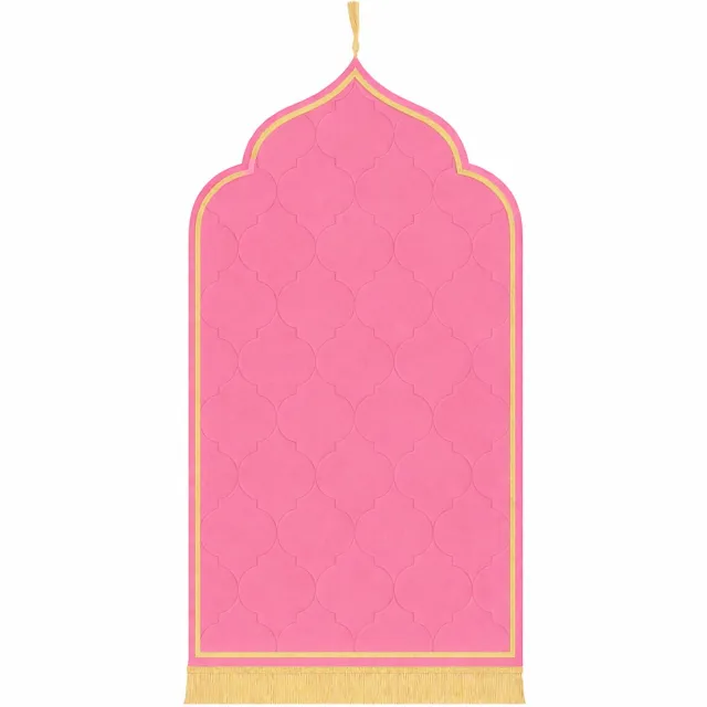 Baraka Treasures Luxe Gebedskleed - Islamitische Gebedskleed - Fluwelen Gebedskleed - Gebedsmat - Ramadan Geschenk - Sajada - Seccade - 115cm x 65cm - Roze