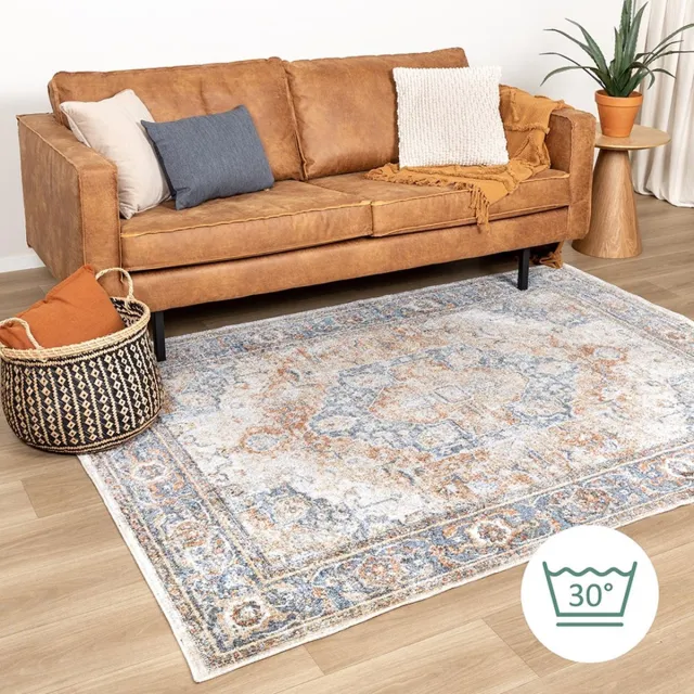 Fraai Wasbaar vloerkleed - Nova Medaillon Rustiek | Wasbaar! - 200x290cm Multicolor