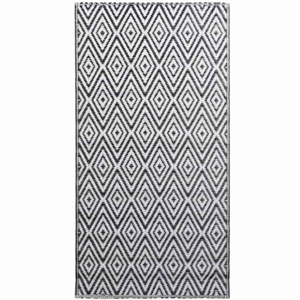 vidaXL Buitenkleed ARAKIL 120x180 cm PP wit en zwart, foto 3
