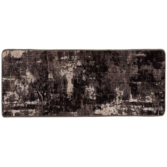 vidaXL Tapijt - Runner - MARSA - Zwart - en - Wit - 100 - x - 250 - cm - Polyester - en - PVC