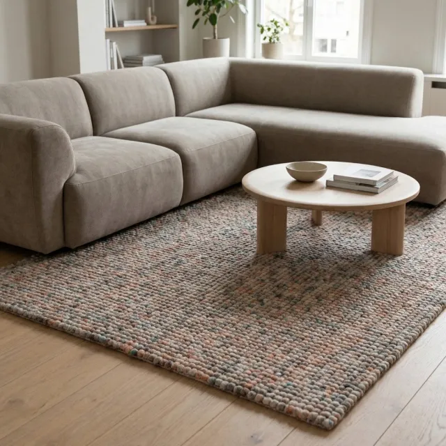 DÉJA Living Vloerkleed 140x200cm - Laagpolig Wit Wol - Bela