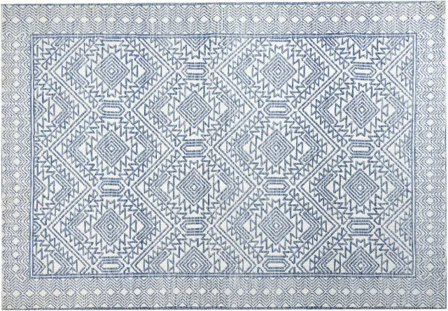 Beliani KAWAS - Vloerkleed - Blauw/Wit - Polyester