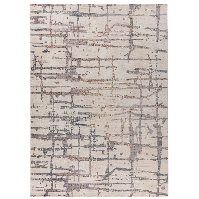 Padiro design laagpolig vloerkleed 120 x 170 cm - crème / offwhite - modern abstract ontwerp - voor vloerverwarming - van polyester en katoen beige