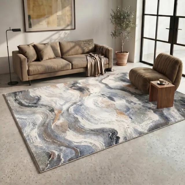 Studio Clarice Abstract vloerkleed - Xavier Wave Blauw/Grijs