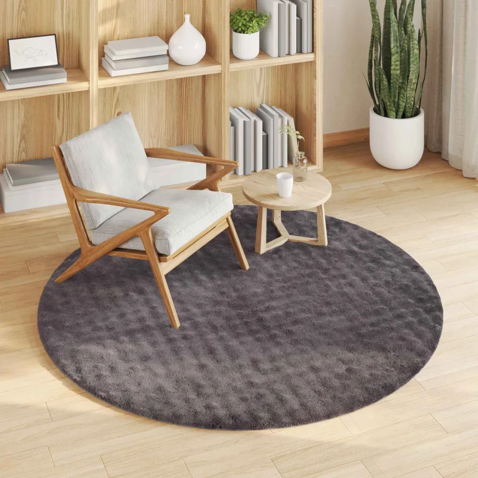 vidaXL Vloerkleden Rond SIROLO Antraciet Ø 120 CM Polyester, foto 3
