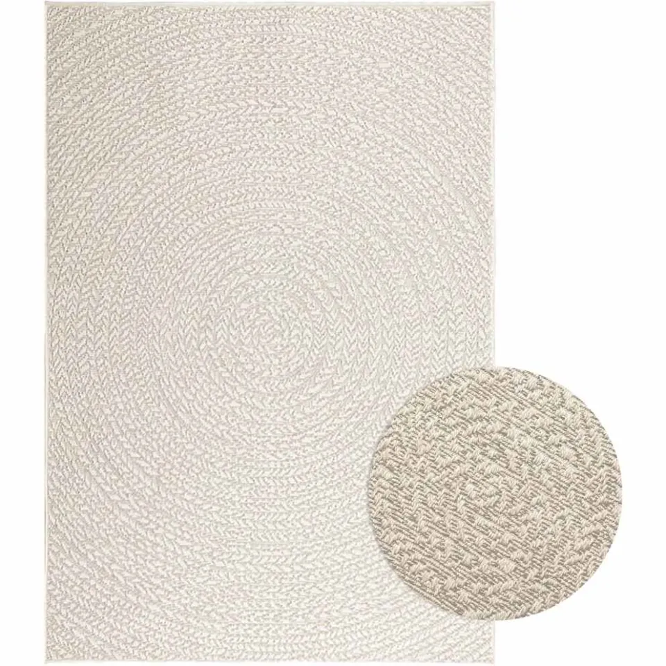 vidaXL Vloerkleed ZIZUR room binnen en buiten 120x170 cm jute look crème, foto 2