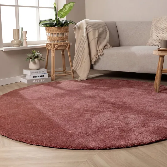 NATURL. Rond wasbaar vloerkleed - Clean Roze - Ø 200cm