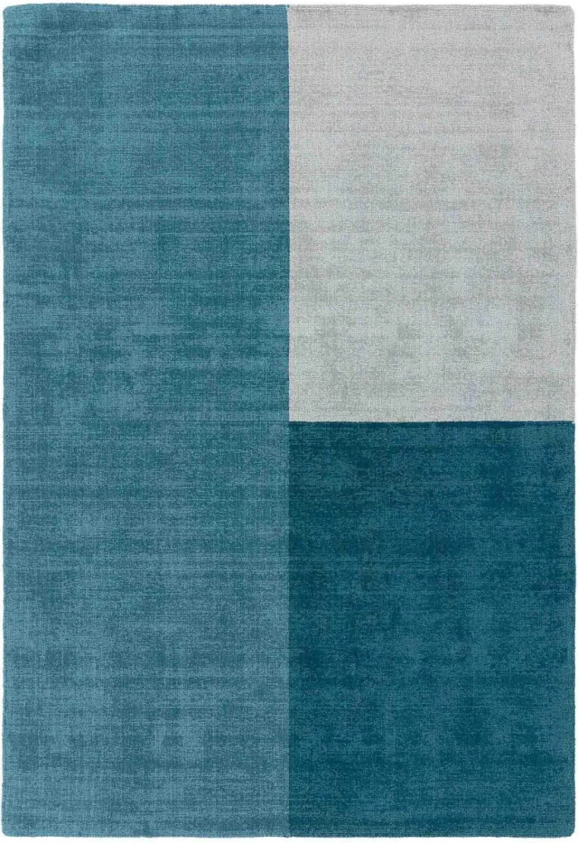 Eazy Living Easy Living - Blox-Rug-Teal Vloerkleed - 200x300 - Rechthoek - Laagpolig Tapijt - Modern - Blauw, Grijs