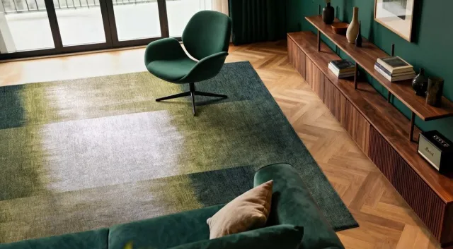 Louis de Poortere Wasbaar Binnen & Buiten Vloerkleed - 170 x 240 cm - Louis De Poortere Sendai Forest Mood - Laagpolig Tapijt - Gerecycled PET - Made in Belgium - Circulair Groen