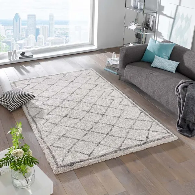 Mint rugs Hoogpolig vloerkleed - Loft crème/grijs 80x150