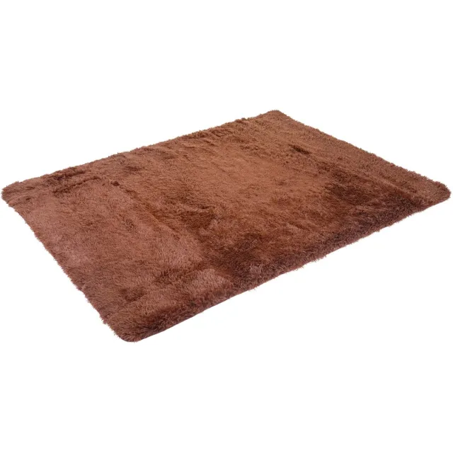 Tapijt MCW-F69, shaggy loper met hoge pool, stof/textiel, donzig en zacht, 200 x 140 cm ~ donkerbruin