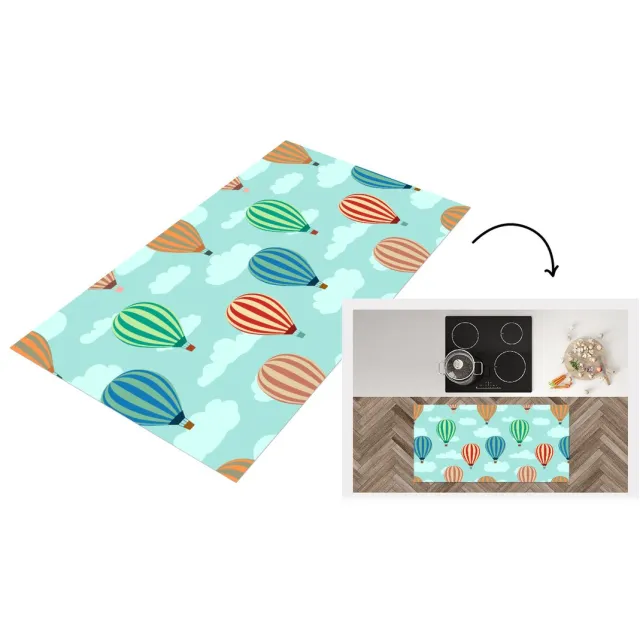 KitchenYeah Keukenloper - Loper keuken - Patronen - Lucht - Luchtballon - 120x60 cm - Keukenloper vinyl Multicolor