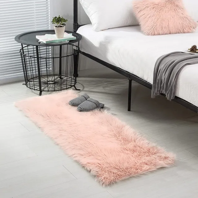 Teppich Wölkchen imitatie schapenvacht voor woonkamer, slaapkamer, kinderkamer; als kleed voor het bed of in een stoel of bank. roze