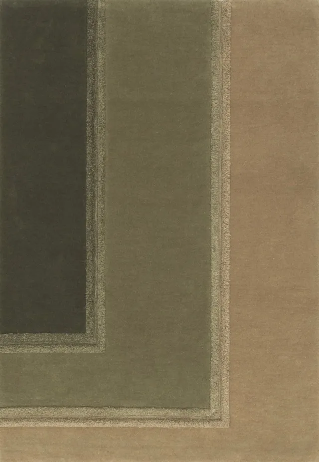 Acsento Delos Green Vloerkleed - Groen,Beige - Rechthoekig - Wol - Woonkamer, Eetkamer, Slaapkamer - Geometrisch - Modern, Design