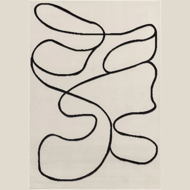 Surya Lylou vloerkleed modern scandinavisch grafisch zwart gebroken wit, foto 2