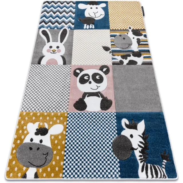 Dywany Łuszczów Dieren Vloerkleed Petit Zoo Krem / Grijs 80x150 cm Geel
