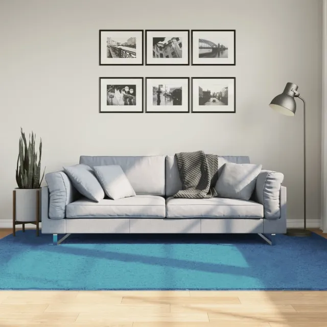 vidaXL Vloerkleed OVIEDO laagpolig 160x230 cm turquoise Blauw