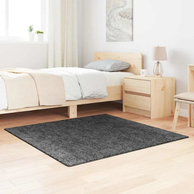 vidaXL Antislip Shaggy Tapijt Donkergrijs 120 x 120 cm PP grijs, foto 2