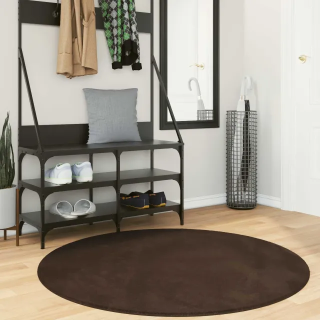 vidaXL Medium pile zachte en wasbare tapijt HUARTE Bruin Ø 120 CM, foto 2