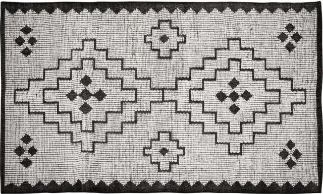 WOOOD Omari Vloerkleed - Wol/Jute - Naturel/Zwart - 1x160x230 cm