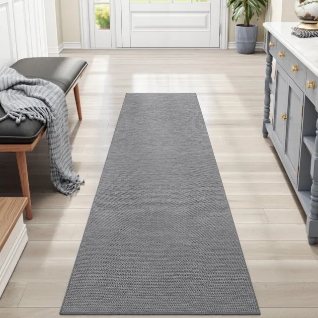 Ibenzoa Wasbare grijze tapijtloper met antislip en absorberende eigenschappen voor huiselijk gebruik Grijs